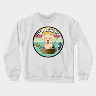 Cute retriever dog has gone fishing Crewneck Sweatshirt